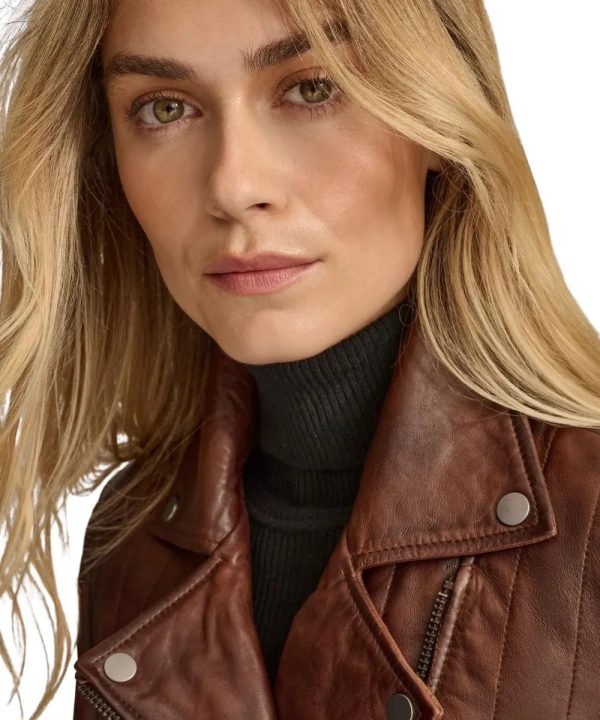 Women Brown Biker Leather Jacket
