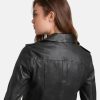 Women Carly Genuine Black Leather Biker Jacket