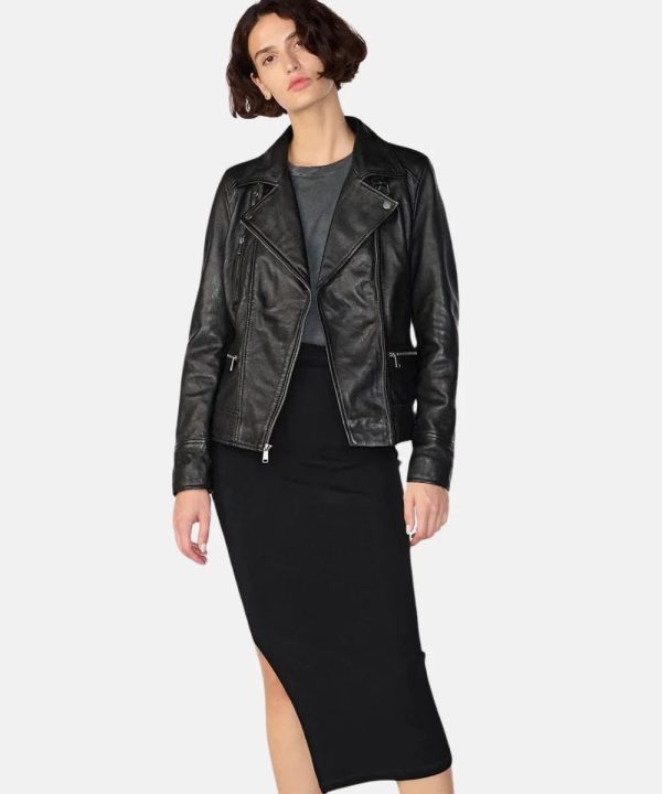 Women Marissa Black Leather Moto Jacket