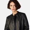 Women Quilted Black Leather Jacket