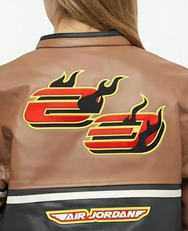 WomensAirJordanCactusJackBrownLeatherBikerJacket