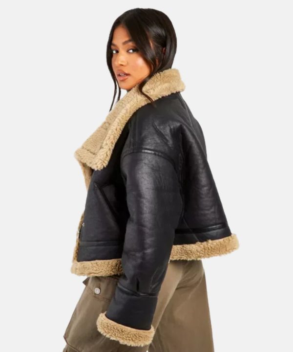 WomensAviatorBrownShearlingLeatherFurJacket
