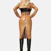 WomensHandmadeLambskinTanLeatherSkirt
