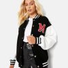 WomensMAColorBlockVarsityBomberJacket