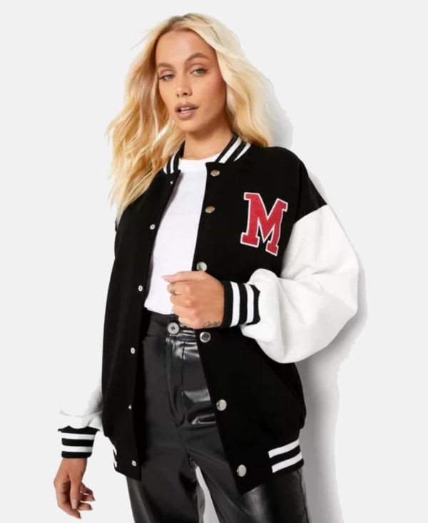 WomensMAColorBlockVarsityBomberJacket