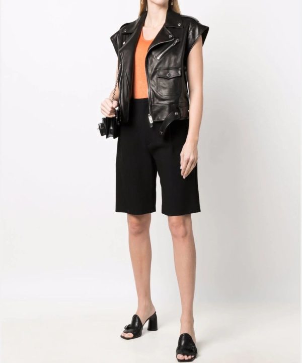 WomkenShortSleeveLeatherBikerJacket