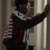 Woody McClain Tv Series Power Book II Ghost S01 Cane Tejada Black Bomber Leather USA Flag Jacket