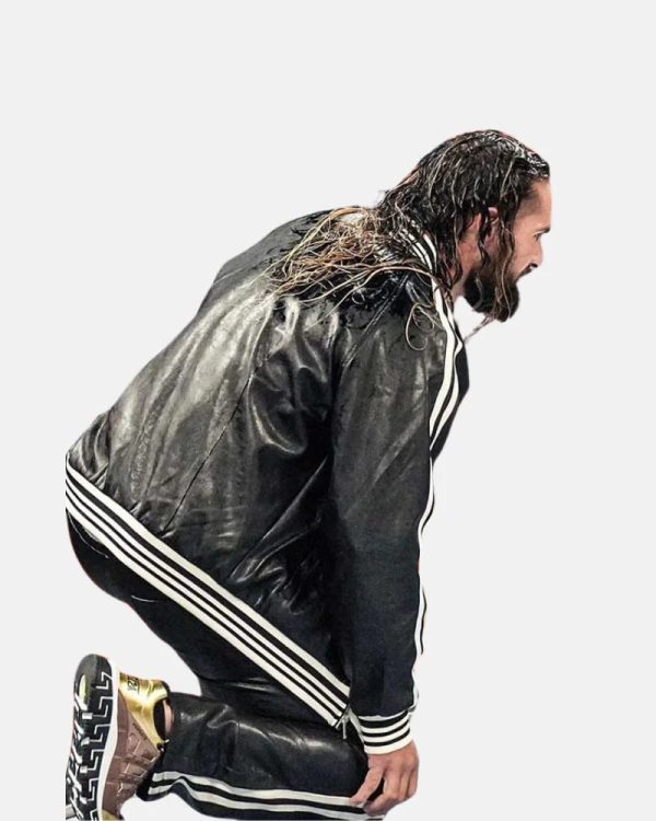 WrestlerSethRollinsMondayNightRaw2024BlackBomberLeatherJacket