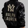 Yankees Polo Ralph Lauren Black Leather Bomber Jacket