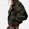 Zara Leather Effect Cropped Biker Jacket