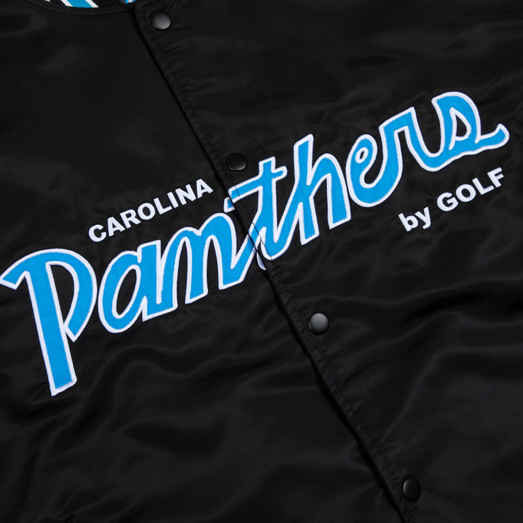 Carolina Panthers GOLF WANG Satin Full-Snap Jacket Black