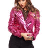 Women Pink Halloween Leather Jacket