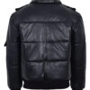 Men Black Bomber Fur Collar Leather Jacket