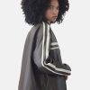 womenPUChocolateIvoryStripeJacket