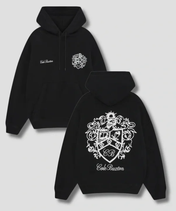 Cole Buxton Black Collegiate Crest Hoodie Mens