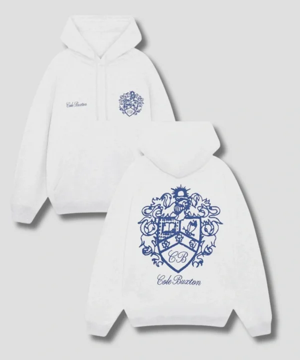 Cole Buxton Grey Collegiate Crest Hoodie Mens