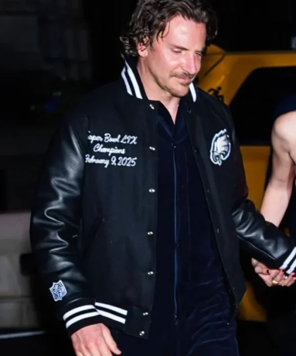 GigiHadid30thBirthdayBradleyCooperPhiladelphiaEaglesBlackJacket