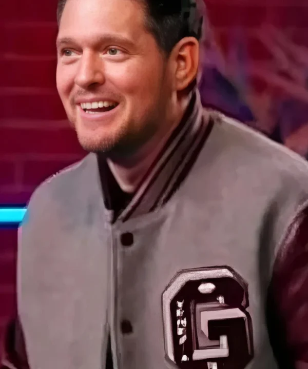 Michael Buble The Voice S27 Varsity Jacket Gray And Brown