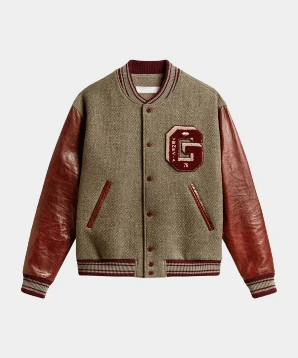 The Voice S27 Michael Buble Varsity Jacket Gray And Brown