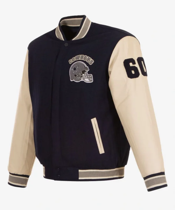 Dallas Cowboy JH Design Blue & Cream Wool Varsity Jacket