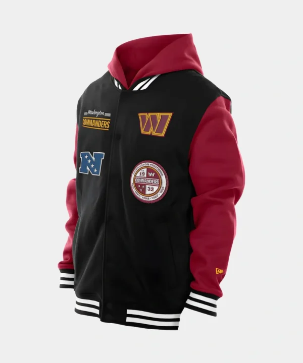 Mens New Era Washington Commanders Hoodie Jacket Black And Burgundy