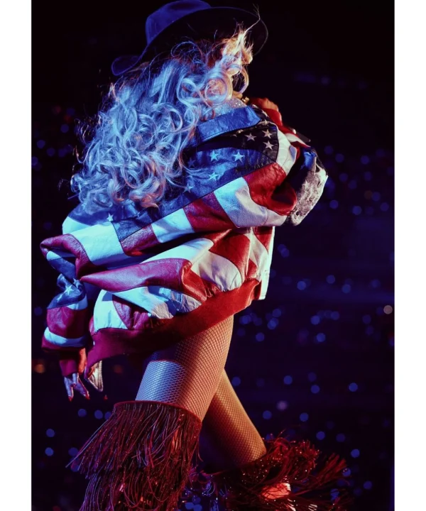 Michael Hoban Beyonce American Flag Leather Jacket