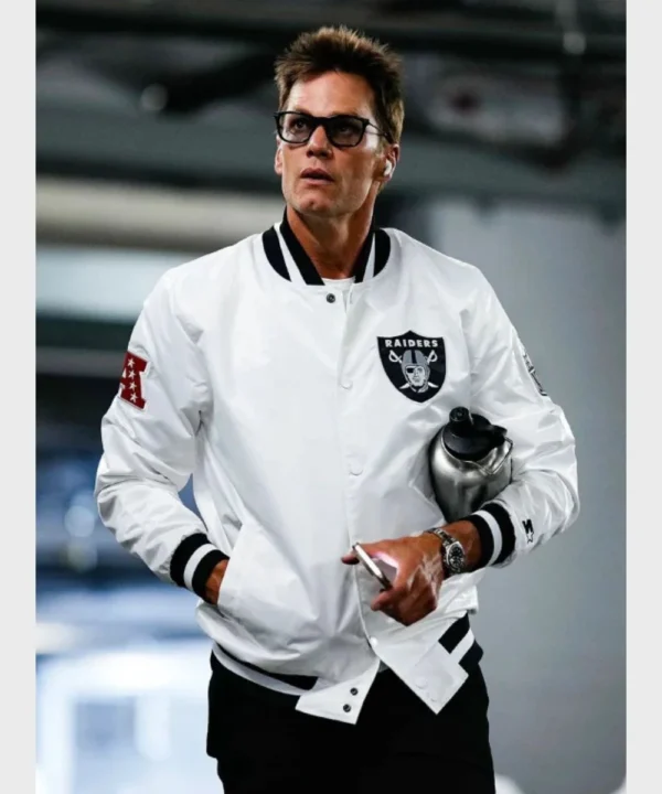 Tom Brady White Raiders Bomber Jacket