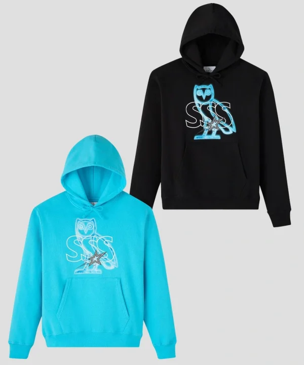 Unisex October's Very Own x Scarborough Shooting Stars Galaxy Print Pullover Hoodie Black And Blue