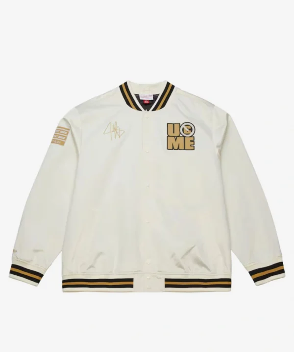 WWE John Cena Sublimated Cream Satin Bomber Jacket
