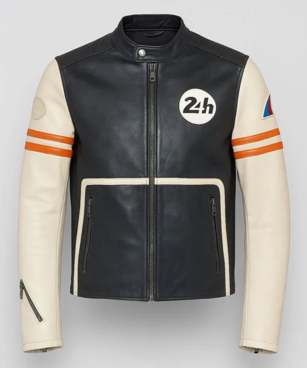24H Le Mans Karl Black ECRU Leather Jacket