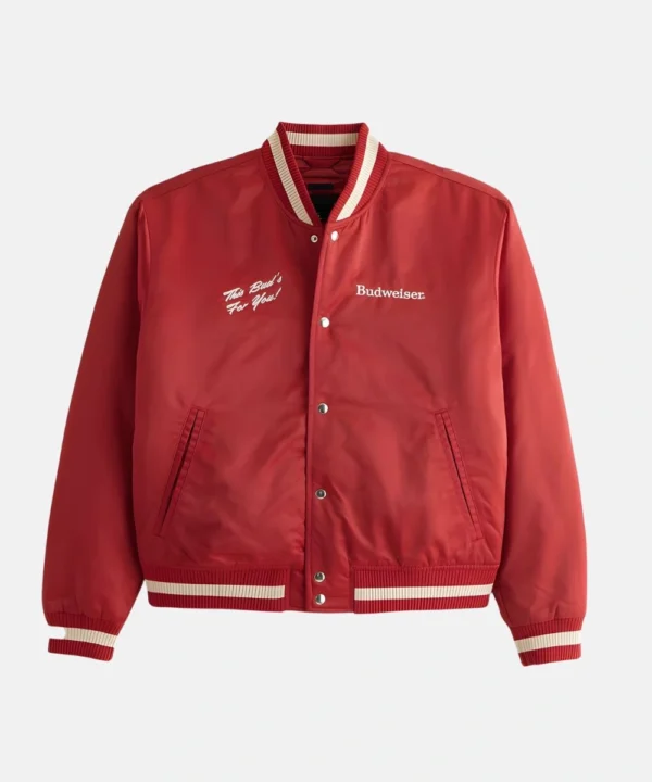 Abercrombie Budweiser Varsity Bomber Jacket Red