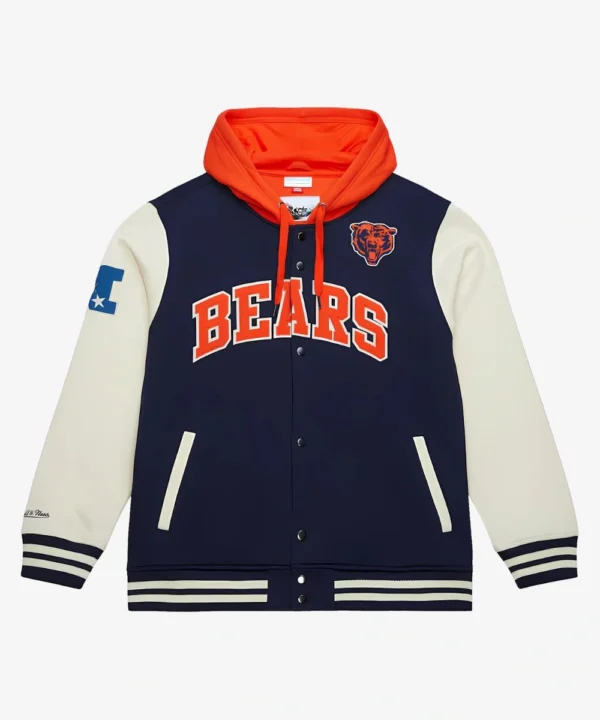 Chicago Bears Mitchell And Ness Courtside Fleece Varsity Jacket