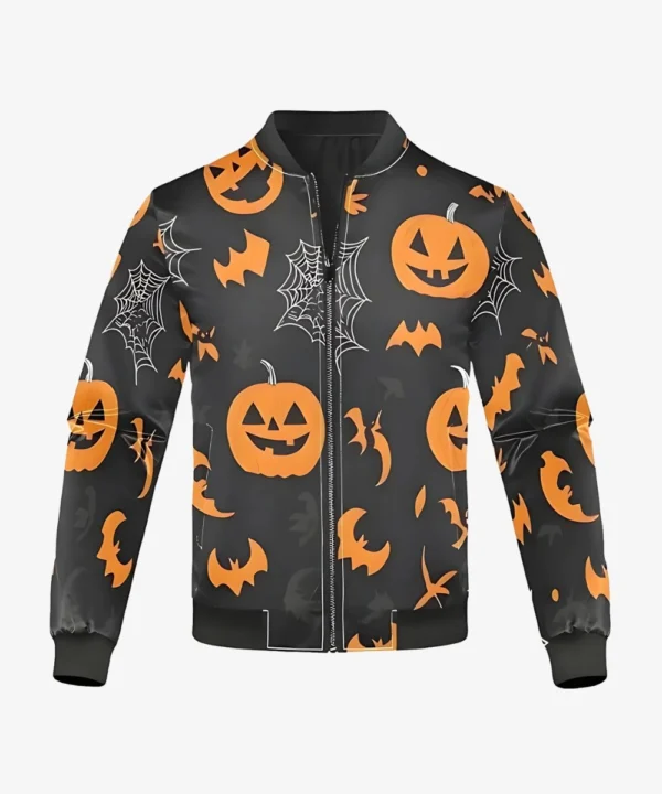 Halloween Black Pumpkin Bomber Jacket