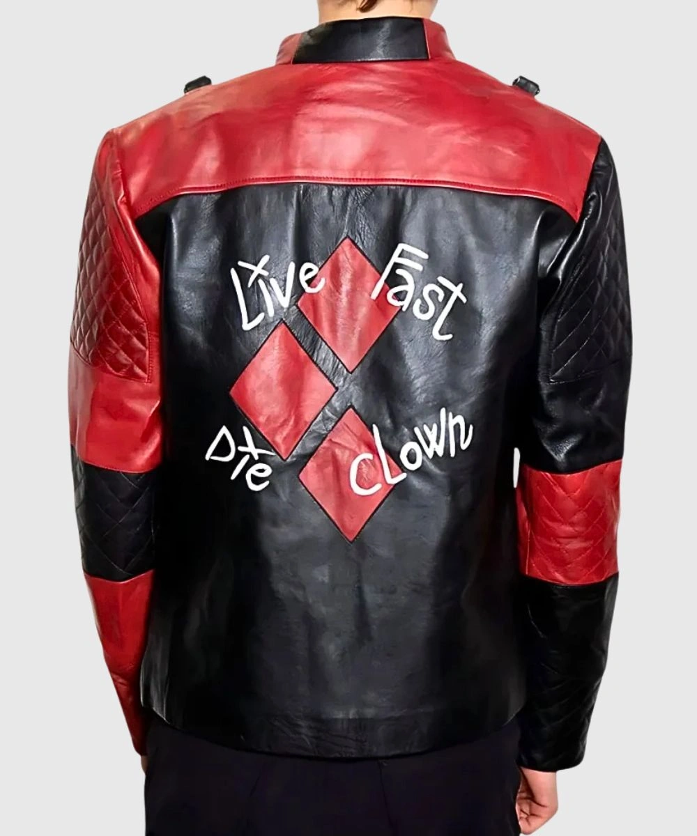 Halloween Harley Quinn Live Fast Die Clown Leather Jacket