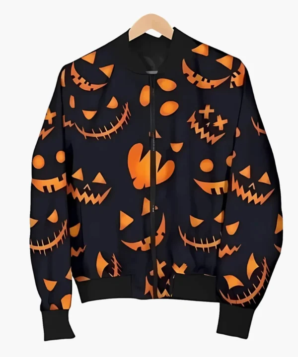 Halloween Pumpkin Bomber Jacket
