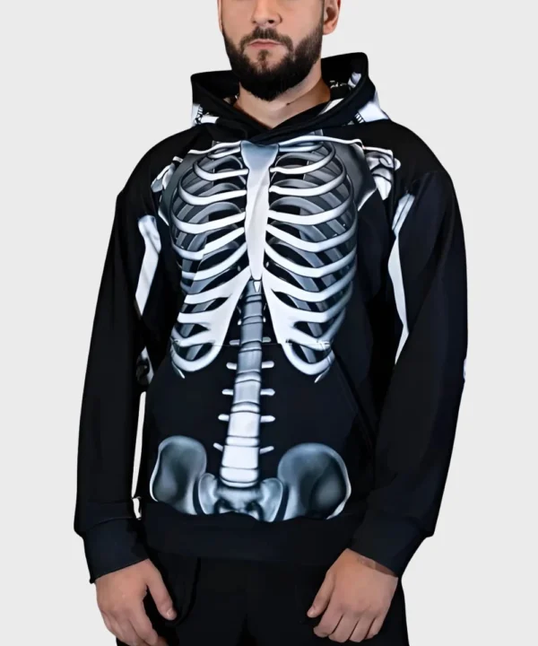 Halloween Skeleton Rattling Bones Hoodie Black