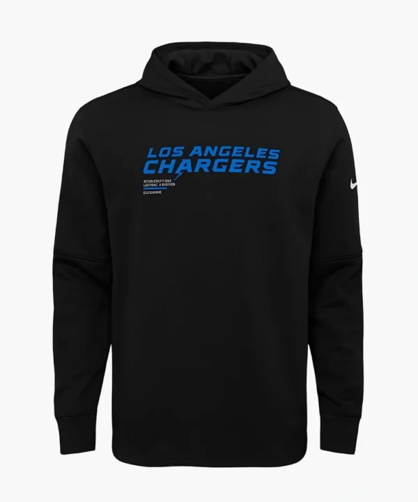Jim Harbaugh Los Angeles Chargers 2025 Sideline Long Sleeve Black Hoodie T-Shirt