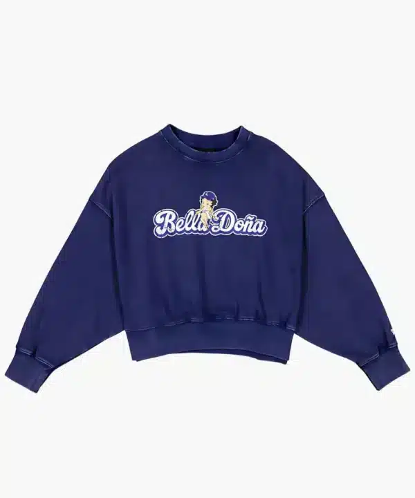 Los Angeles Dodgers New Era x Bella Doña Dark Blue Betty Boop Crewneck Sweatshirt