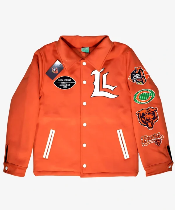 Lyrical Lemonade Orange Chicago Bears Varsity Jacket