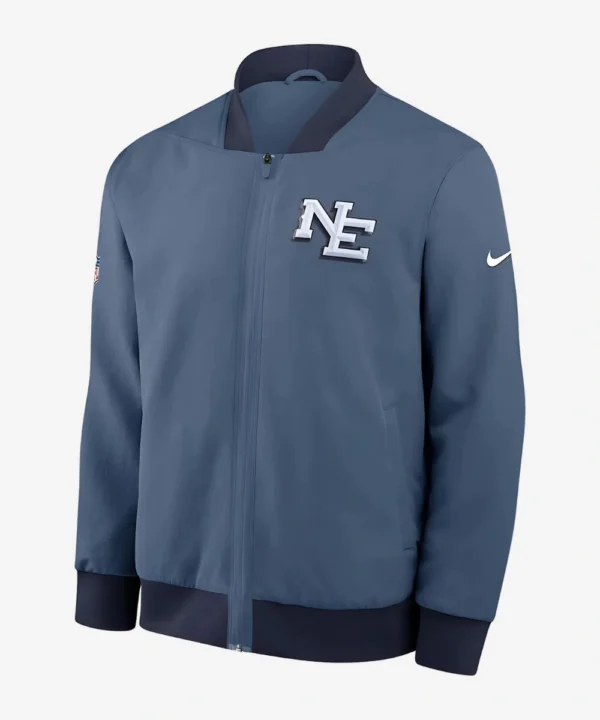 New England Patriots Nike Blue 2025 Rivalries Sideline Full-Zip Bomber Jacket