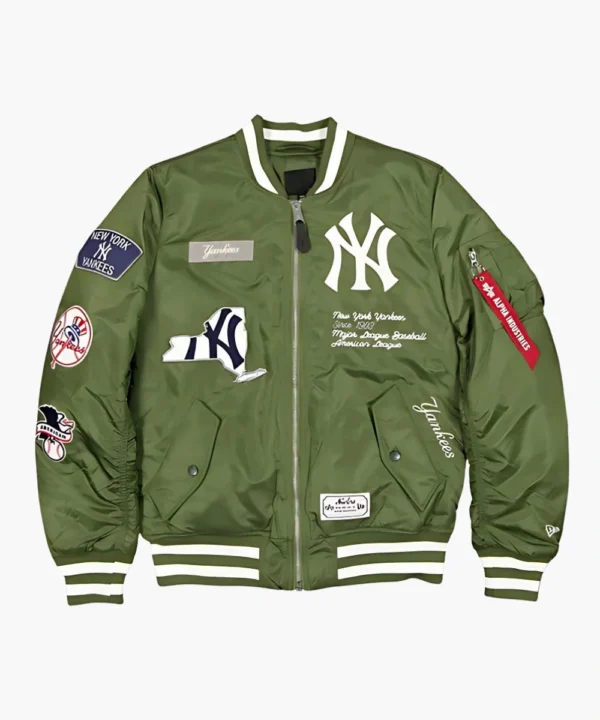 New York Yankees Alpha Industries Olive Green MA-1 Bomber Jacket