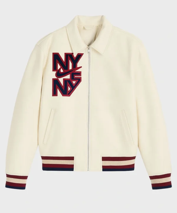 Nike NY patch off-white varsity style jacket