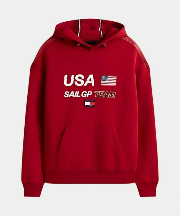 Tommy Hilfiger US SailGP Team Fleece Pullover Hoodie Red