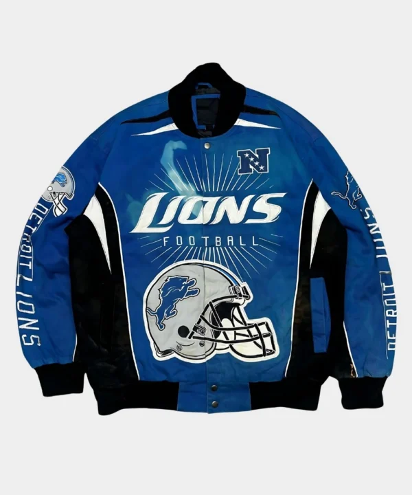 Vintage NFL Detroit Lions Blue Racing Bomber Jacket