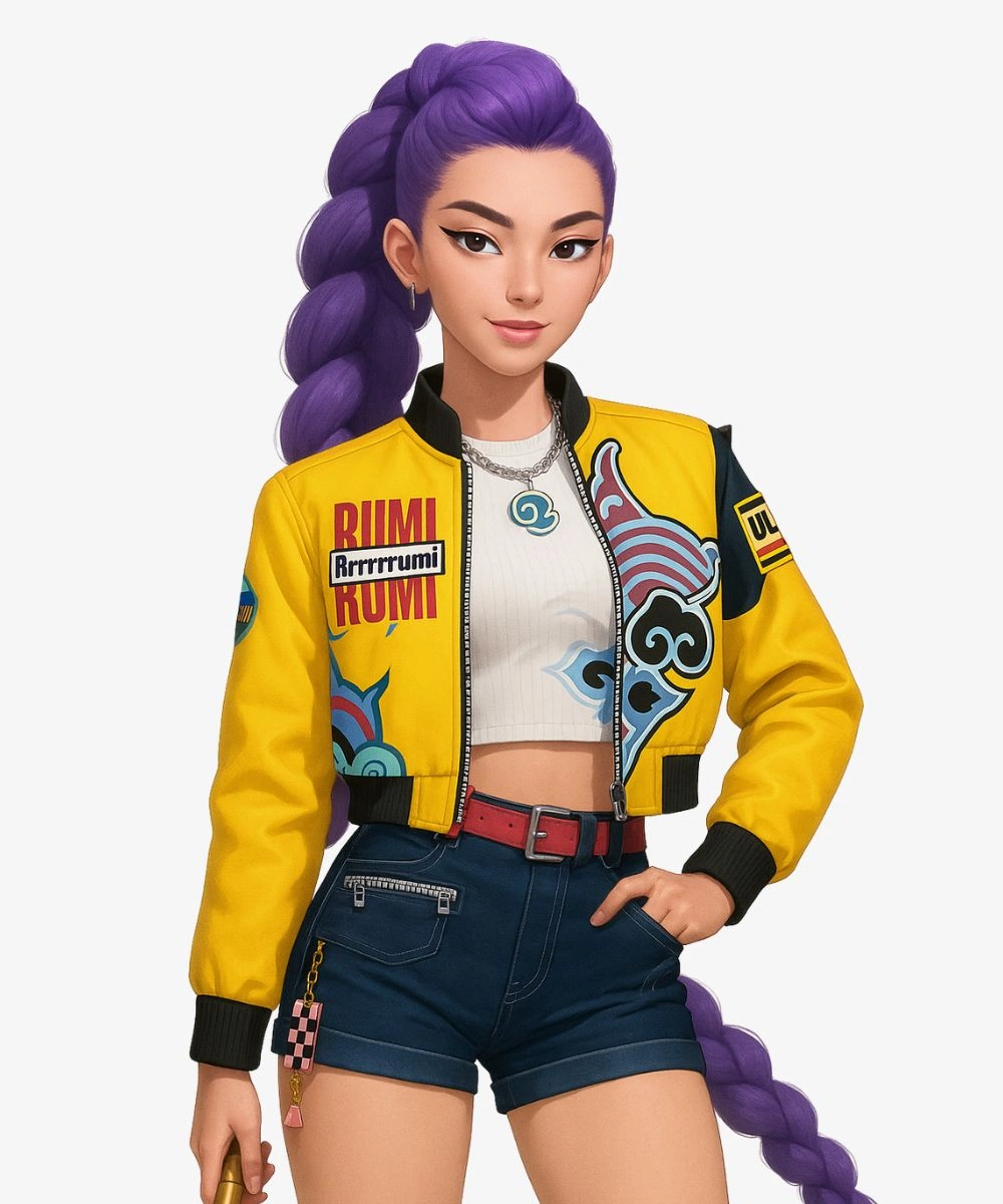 Women's Kpop Demon Hunters Rumi's Cropped Yellow Jacket 2025