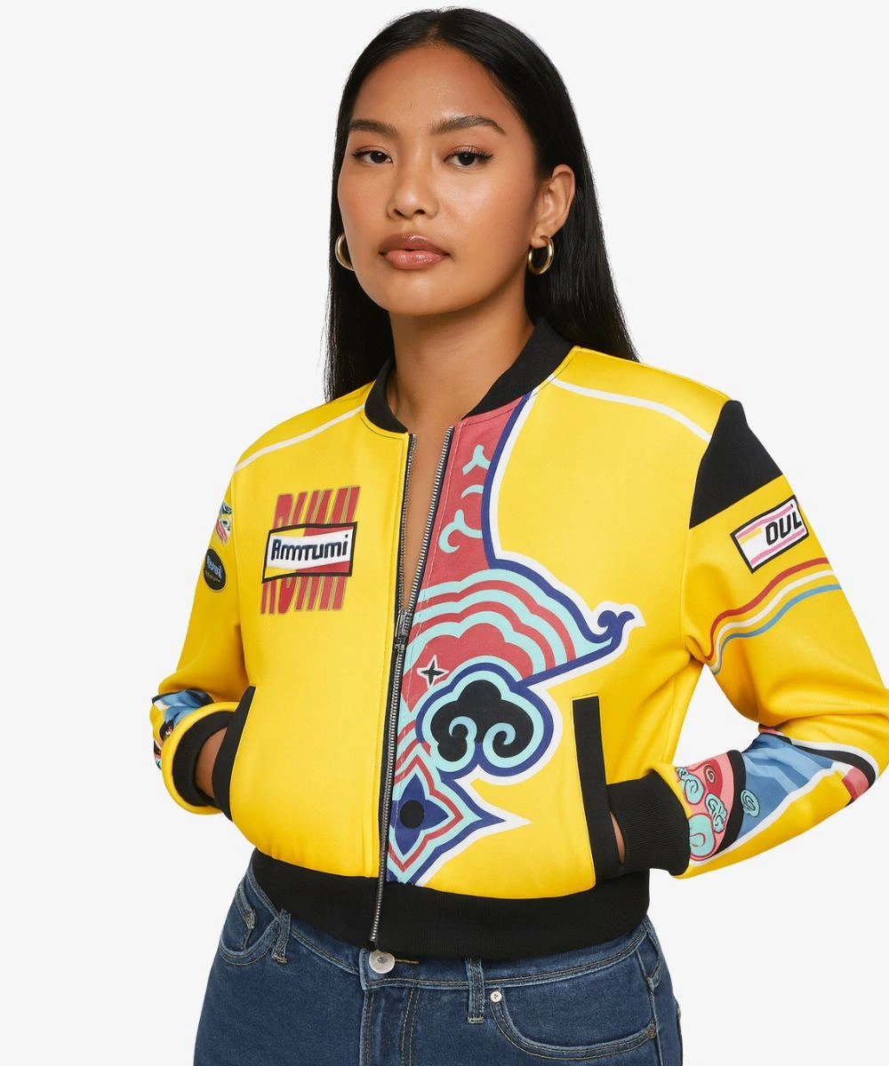 Womens Kpop Demon Hunters Rumi's Cropped Yellow Jacket 2025
