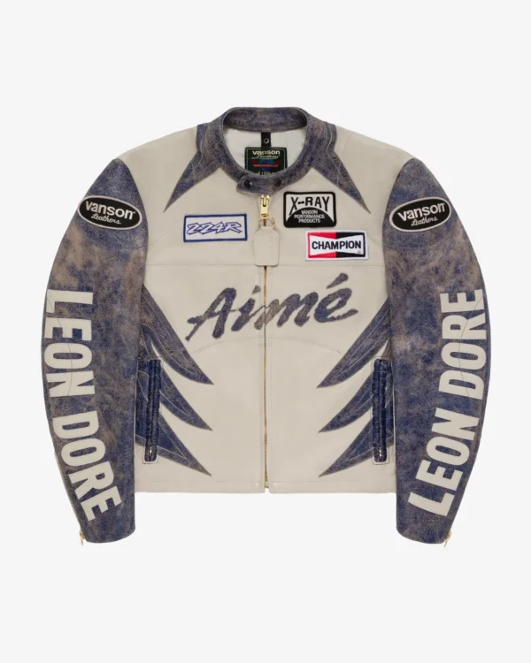 Aime Leon Dore ALD Vanson Distressed Leather Moto Jacket
