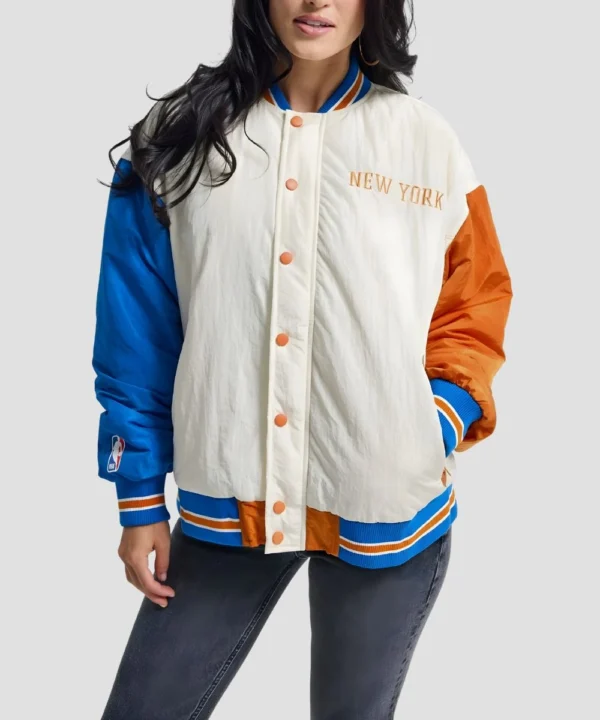 Anne Hathaway New York Knicks Varsity Bomber Jacket