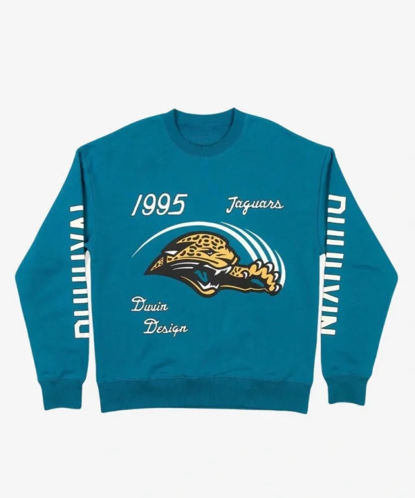 Duvin Designs Co. Teal Jacksonville Jaguars Crewneck Fleece Sweatshirt Unisex