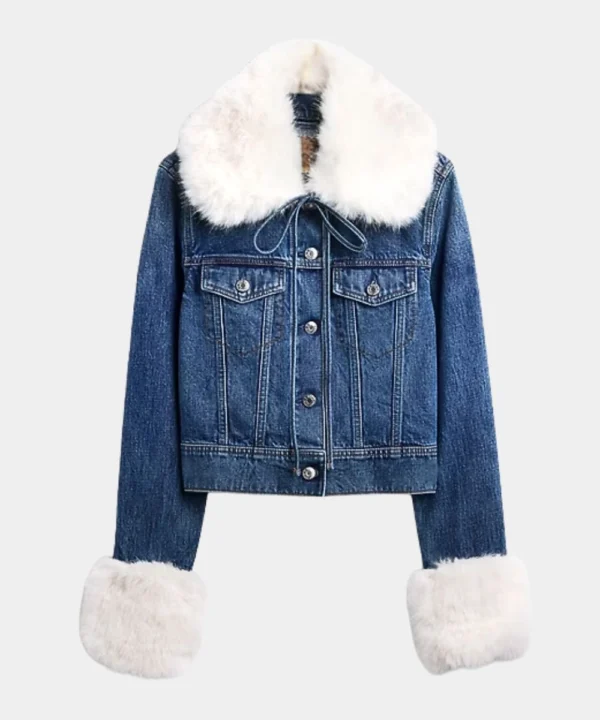 Gap x Sandy Liang Vegan Fur Crop Denim Jacket